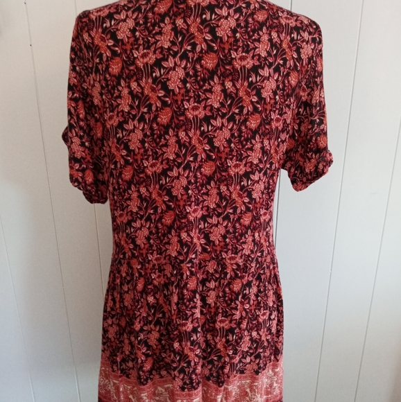 UO Staring At Stars Red Floral Cold Shoulder Dress - Picture 5 of 9